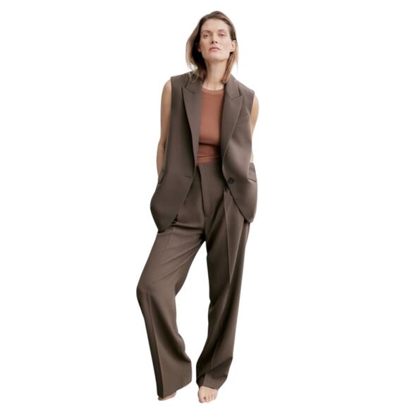 Zara Wide Leg Pants With Darts Minimalist Quiet Luxury Oversized Slacks NEW - Picture 3 of 12